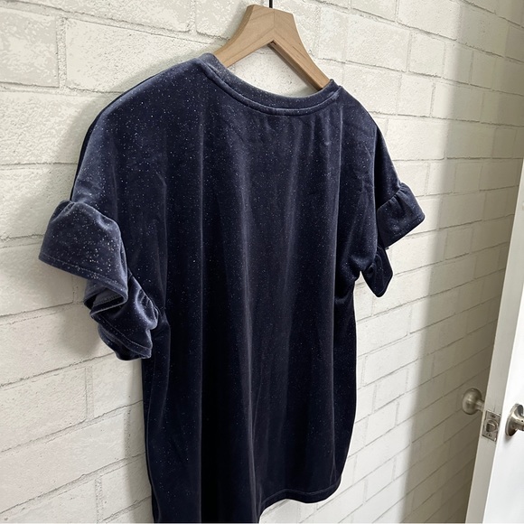 OLD NAVY Blue Sparkle Velvet Ruffle Sleeve Top - Picture 5 of 9